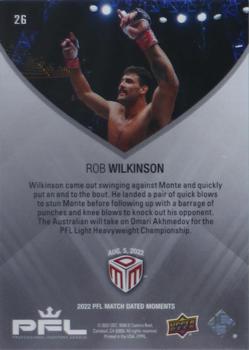 2022 Upper Deck PFL Match Dated Moments #26 Rob Wilkinson Back