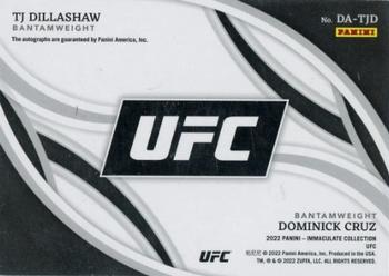 2022 Panini Immaculate Collection UFC - Dual Autographs #DA-TJD Dominick Cruz / TJ Dillashaw Back