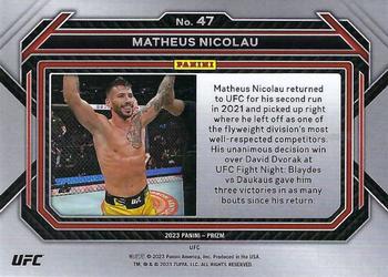 2023 Panini Prizm UFC #47 Matheus Nicolau Back