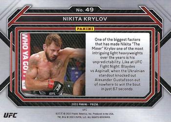 2023 Panini Prizm UFC #49 Nikita Krylov Back