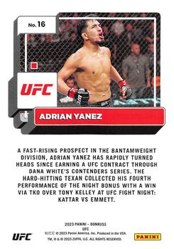2023 Donruss UFC #16 Adrian Yanez Back