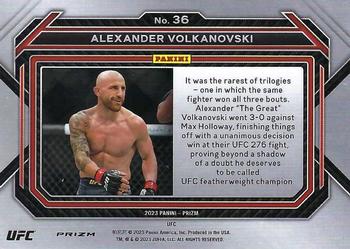 2023 Panini Prizm UFC - Silver Prizms #36 Alexander Volkanovski Back