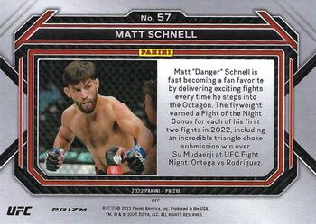 2023 Panini Prizm UFC - Silver Prizms #57 Matt Schnell Back
