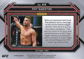 2023 Panini Prizm UFC - Silver Prizms #69 Pat Sabatini Back