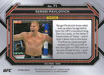 2023 Panini Prizm UFC - Silver Prizms #71 Sergei Pavlovich Back