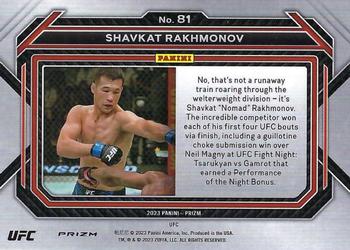 2023 Panini Prizm UFC - Silver Prizms #81 Shavkat Rakhmonov Back