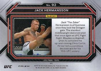 2023 Panini Prizm UFC - Silver Prizms #92 Jack Hermansson Back