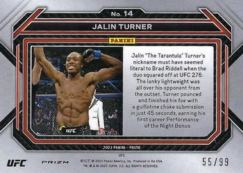 2023 Panini Prizm UFC - Orange Prizms #14 Jalin Turner Back