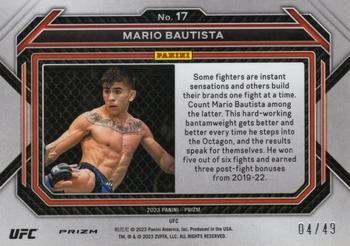 2023 Panini Prizm UFC - Teal Prizms #17 Mario Bautista Back