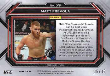 2023 Panini Prizm UFC - Teal Prizms #59 Matt Frevola Back