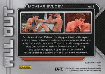 2023 Panini Prizm UFC - All Out #8 Movsar Evloev Back