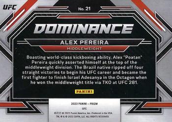 2023 Panini Prizm UFC - Dominance #21 Alex Pereira Back