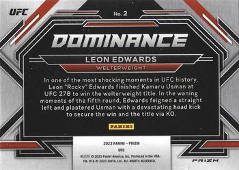 2023 Panini Prizm UFC - Dominance Under Card Prizms #2 Leon Edwards Back
