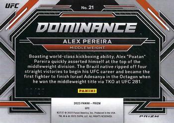 2023 Panini Prizm UFC - Dominance Mojo Prizms #21 Alex Pereira Back