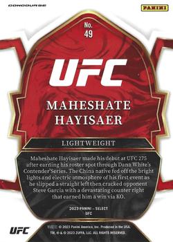 2023 Panini Select UFC #49 Maheshate Hayisaer Back