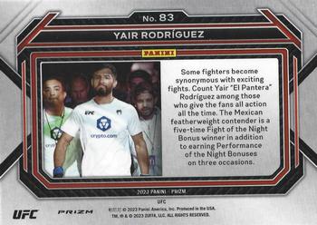 2023 Panini Prizm UFC - Under Card Prizms #83 Yair Rodriguez Back