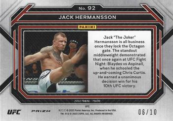 2023 Panini Prizm UFC - Under Card Gold Prizms #92 Jack Hermansson Back