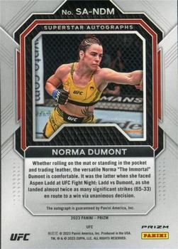 2023 Panini Prizm UFC - Superstar Autographs #SA-NDM Norma Dumont Back