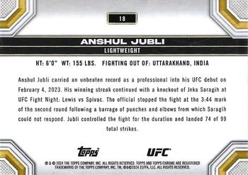 2024 Topps Chrome UFC #18 Anshul Jubli Back