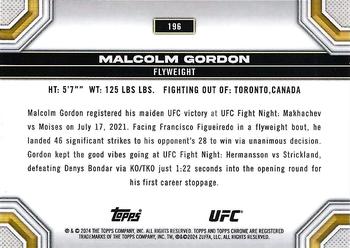 2024 Topps Chrome UFC #196 Malcolm Gordon Back