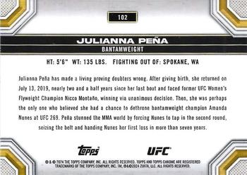 2024 Topps Chrome UFC - Magenta Refractor #102 Julianna Peña Back
