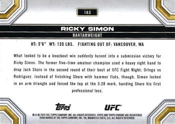 2024 Topps Chrome UFC - Negative #163 Ricky Simon Back