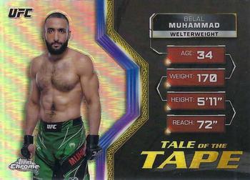 2024 Topps Chrome UFC - Tale of the Tape Refractor #TFT-15 Belal Muhammad Front