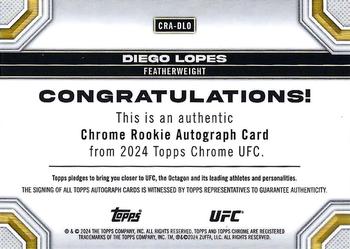 2024 Topps Chrome UFC - Chrome Rookie Autographs #CRA-DLO Diego Lopes Back