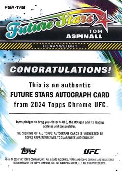 2024 Topps Chrome UFC - Future Stars Autographs #FSA-TAS Tom Aspinall Back