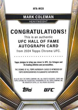2024 Topps Chrome UFC - Hall of Fame Autographs #HFA-MCO Mark Coleman Back