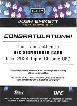2024 Topps Chrome UFC - UFC Signatures #FNA-JEM Josh Emmett Back