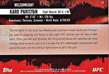 2009 Topps UFC Round 2 #12 Karo Parisyan Back