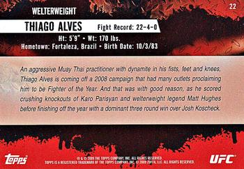 2009 Topps UFC Round 2 #22 Thiago Alves Back