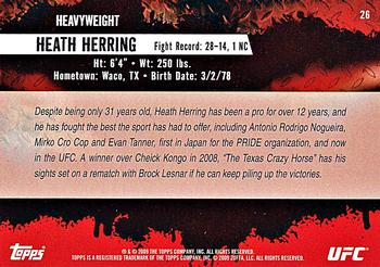 2009 Topps UFC Round 2 #26 Heath Herring Back