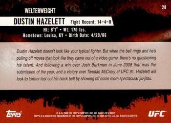 2009 Topps UFC Round 2 #28 Dustin Hazelett Back