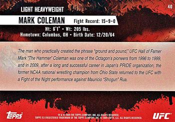 2009 Topps UFC Round 2 #40 Mark Coleman Back