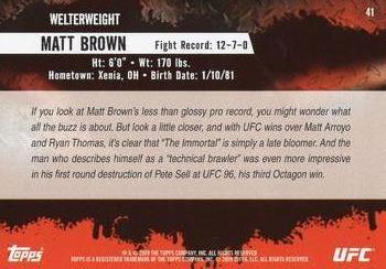 2009 Topps UFC Round 2 #41 Matt Brown Back