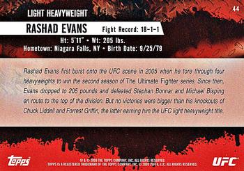 2009 Topps UFC Round 2 #44 Rashad Evans Back