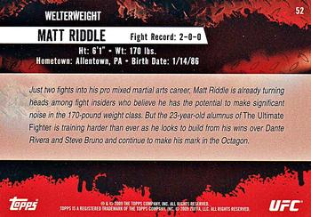 2009 Topps UFC Round 2 #52 Matt Riddle Back