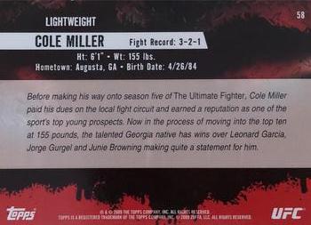 2009 Topps UFC Round 2 #58 Cole Miller Back