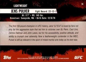 2009 Topps UFC Round 2 #74 Jens Pulver Back