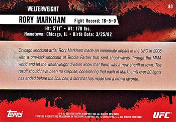 2009 Topps UFC Round 2 #80 Rory Markham Back