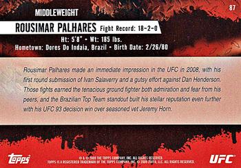 2009 Topps UFC Round 2 #87 Rousimar Palhares Back