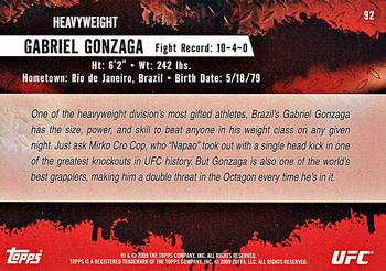 2009 Topps UFC Round 2 #92 Gabriel Gonzaga Back