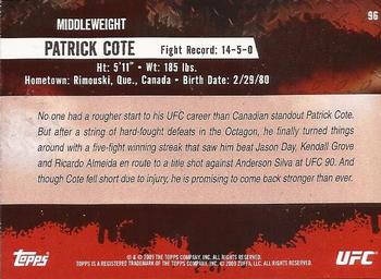 2009 Topps UFC Round 2 #96 Patrick Cote Back
