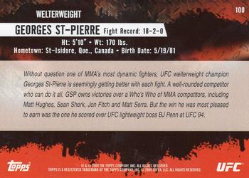 2009 Topps UFC Round 2 #100 Georges St-Pierre Back