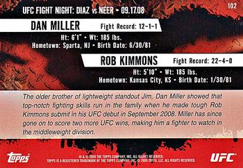 2009 Topps UFC Round 2 #102 Dan Miller / Rob Kimmons Back