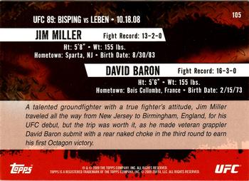 2009 Topps UFC Round 2 #105 Jim Miller / David Baron Back