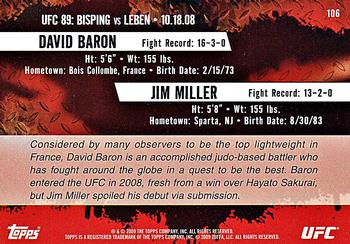 2009 Topps UFC Round 2 #106 David Baron / Jim Miller Back