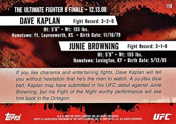 2009 Topps UFC Round 2 #110 Dave Kaplan / Junie Browning Back